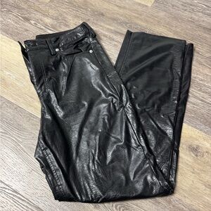 Express Black Croc-Embossed Straight Leg Pants